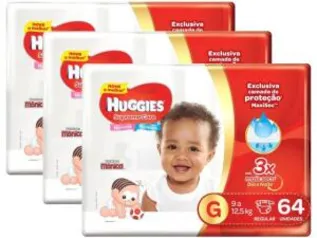 Kit Fraldas Huggies Turma da Mônica Supreme Care - R$138