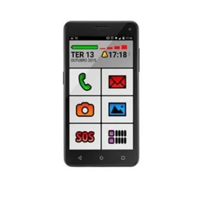 Smartphone MS50 Preto Senior Phone QuadCore Dual Chip Android Lollipop 5 P9015 Multilaser - R$ 191,88