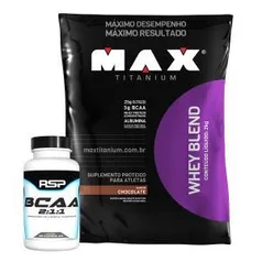 Whey Blend Max Titanium 2kg + BCAA RSP 60 cápsulas - R$75