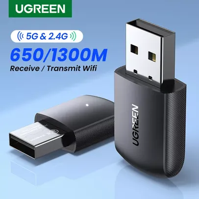 Ugreen Adaptador Wifi Ac650mbps 5g & 2.4g Para Pc portátil e desktop