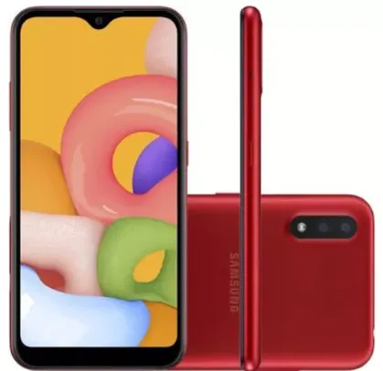 Smartphone Samsung Galaxy A01 32GB 4G Wi-Fi Tela 5.7'' Dual Chip 2GB RAM Câmera Dupla + Selfie 5MP - Vermelho