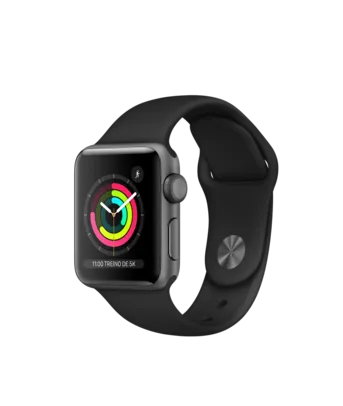 Apple Watch Series 3 (GPS) 38mm Com pulseira esportiva preta | R$1599