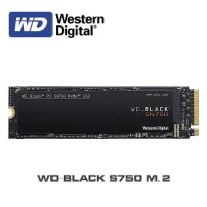 SSD NVMe M.2 WD Black S750, 1TB - Leitura 3470 MB/s, Gravação 3000 MB/s R$974
