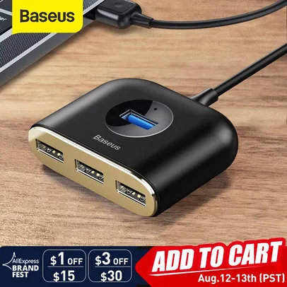 [Novos usuarios] Hub Baseus cabo 1 metro 3 entradas USB 2.0 e 1 entrada USB 3.0 | R$ 17