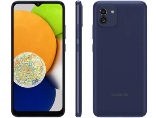 Smartphone Samsung Galaxy A03 64GB Azul 4G - Octa-Core 4GB RAM Tela 6,5” Câm. Dupla + Sefie 5MP