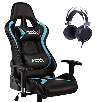 Kit Cadeira Gamer Moobx Thunder Azul + Headset Gamer Scylla H901 P2 Redragon