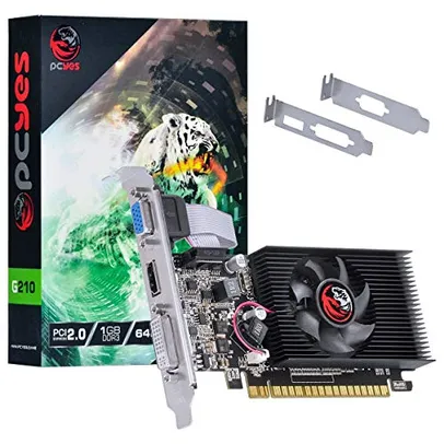 PLACA DE VIDEO NVIDIA GEFORCE G 210 1GB DDR3 64 BITS COM KIT LOW PROFILE INCLUSO - PA210G6401D3LP, PCYES, 30675