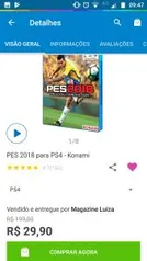 PES 2018 para PS4 - Konami |  R$29,90