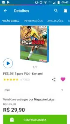 PES 2018 para PS4 - Konami |  R$29,90