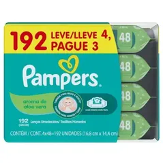 [Cli Ouro] Lenços Umedecidos Pampers Aroma de Aloe Vera 192 Unidades