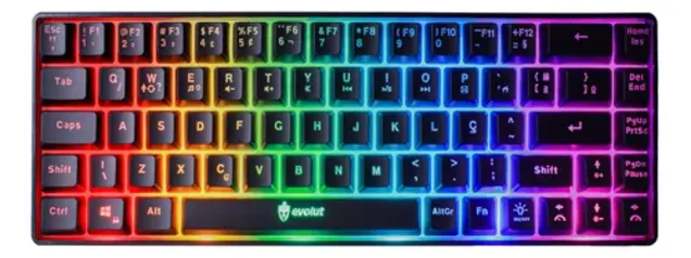 Teclado Gamer Led Rgb Rainbow Tkl Slim 60% Ant-ghostig Usb