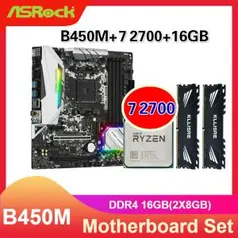 Kit Ryzen 7 2700 + Steel Legend b450m + 16GB 2x8 | R$1.692