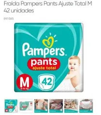 Fralda Pampers Pants Ajuste Total M 42 unidades | R$30