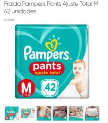 Fralda Pampers Pants Ajuste Total M 42 unidades | R$30