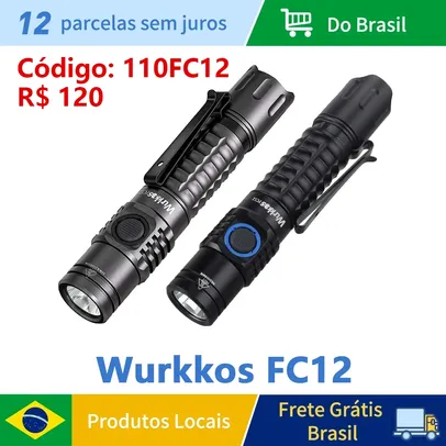 [Do Brasil] Lanterna LED Wurkkos FC12 Portátil IP68 Ultra Forte com 2000 Lumens, Recarregável e Diversos Acessórios