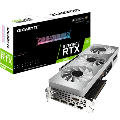 Placa de Vídeo Gigabyte Geforce RTX 3080 VISION OC, LHR, 10GB, GDDR6X, DLSS, Ray Tracing, GV-N3080VI