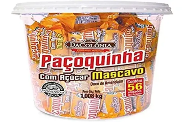 [Prime]Paçoca Rolha C/ Açucar Mascavo Pote C/56 Und Dacolonia