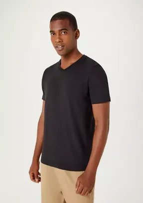 Camiseta Básica Masculina Flamê Com Decote V Hering