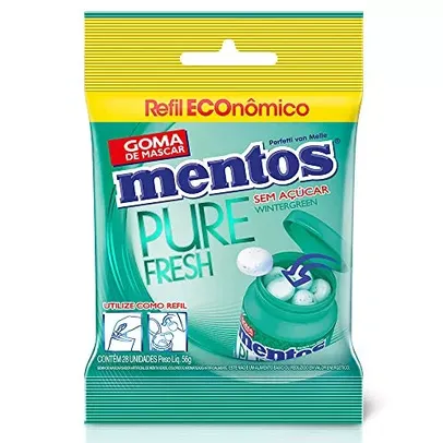 [Prime / SUPER] Refil Goma de Mascar Sem Açúcar Mentos Pure Fresh Wintergreen | 56g