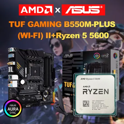 Placa mãe AMD B550M WIFI II PLUS + Processador AMD RYZEN 5 5600