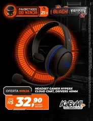 [A PARTIR DAS 21H] Headset Gamer HyperX Cloud Chat Preto e Azul