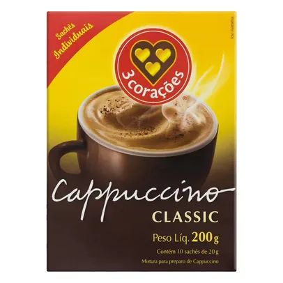 Cappuccino Classic 3 Corações Sachê 200g - Comprando 2 unidades sai por R$9,68 cada (REGIONAL)