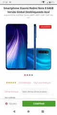 Smartphone Xiaomi Redmi Note 8 64GB Versão Global Desbloqueado Azul R$ 987