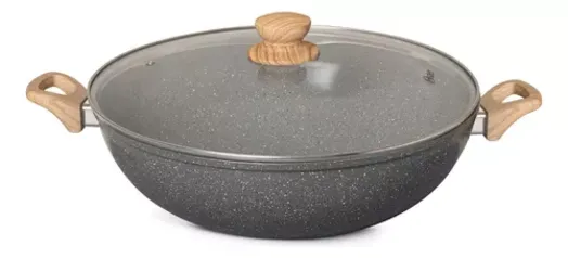 Panela Wok Com Tampa 7 L Cerâmica Marble Dark Grey Oster Cor Cinza-escuro