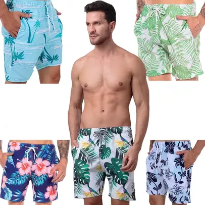 [R$14 Cada] Kit 5 Peças Shorts Mauricinho Bermuda Praia Neymar Moda Cordão