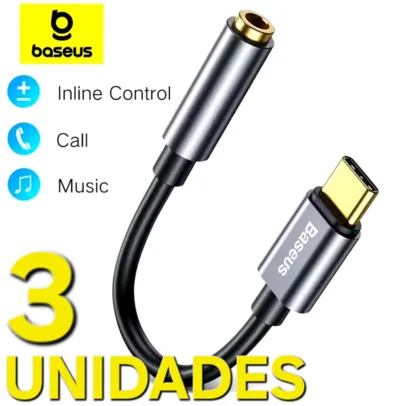 [R$ 16 CADA/TAXA INCLUSA] Baseus Adaptador Tipo-C 3.5MM, Para Fone de Ouvido