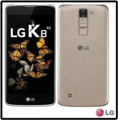 [Fast Shop] Smartphone LG K8 Dual Dourado com Tela de 5”, 4G, 16 GB e Câmera de 8 MP - K350DS por R$ 741