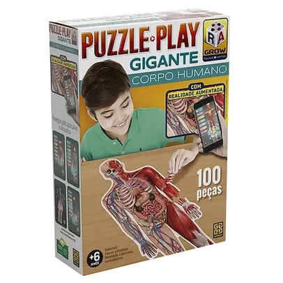 [Prime] Puzzle Play Grow Gigante Corpo Humano - 100 Peças