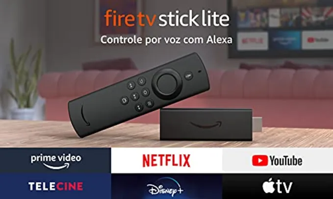 Fire TV Stick Lite com Controle Remoto Lite por Voz com Alexa (sem controles de TV) | Streaming em Full HD | Modelo 2020