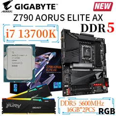 Gigabyte Z790 AORUS ELITE AX DDR5 LGA1700 + i7 13700K CPU + 2x16 RAM 5600MHZ