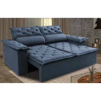 Sofá 3 Lugares Retrátil e Reclinável Cama inBox Compact 1,80m Velusoft Azul