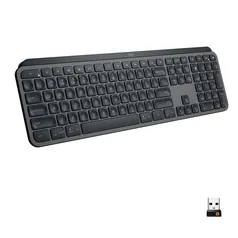 Teclado sem fio Logitech MX Keys com Iluminação Inteligente, USB Unifying ou Bluetooth e Bateria Recarregável, ANSI - 920-009297