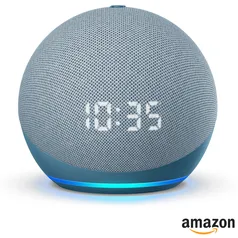 [PRIME] Assistente de Voz Amazon Smart Speaker Echo Dot 4º geração com relógio Azul