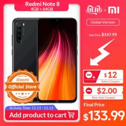Xiaomi Redmi Note 8 4/64GB Versão Global - R$588