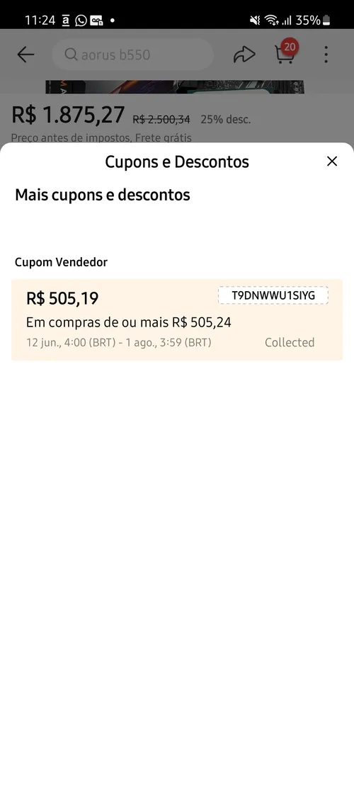 Imagem na descrição da promoção