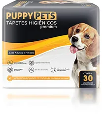 Tapetes Higiênicos Premium PuppyPets Branco 60x80 30 UNIDADES