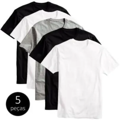 Kit 5 Camisetas Básicas Masculina T-Shirt Algodão Colors Tee por R$69,90