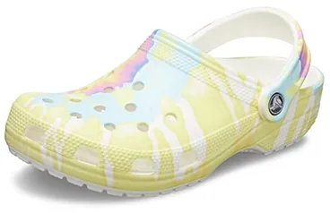 Sandália Crocs Classic Tie Dye Graphic adulto-unissex, White/Multi, 43