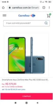 Smartphone Asus Zenfone Max Plus M2 32GB Azul R$ 579