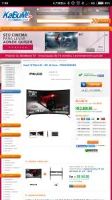 Smart TV Philco 55´ LED, 4k Curva - R$2809,90