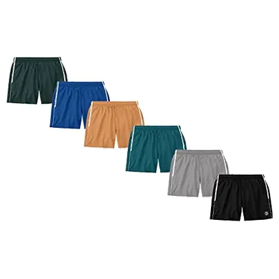 Kit 6 Shorts Bermuda Praia Lisa Liso Masculina Tactel Básico