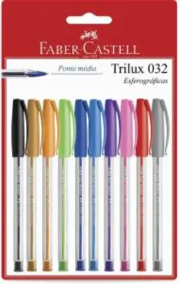 Caneta Trilux Colors, Faber-Castell, SM/032ESC10, Multicor, Pacote de 10