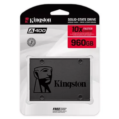 SSD Kingston A400, 960Gb, Sata, Leitura 500Mb/S, Gravacao 450Mb/S - Sa400S37/960G