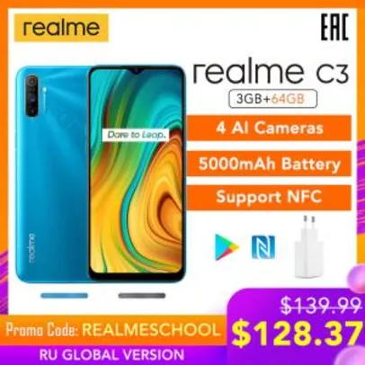 Realme c3 versão global 3gb 64gb telefone móvel R$ 751