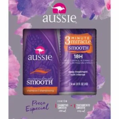 Kit Aussie Smooth Shampoo 180ml + Creme de Tratamento 3 Minutos 236ml | R$30