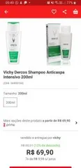 [AME R$ 51] Vichy Dercos Shampoo Anticaspa Intensivo 200ml R$ 66